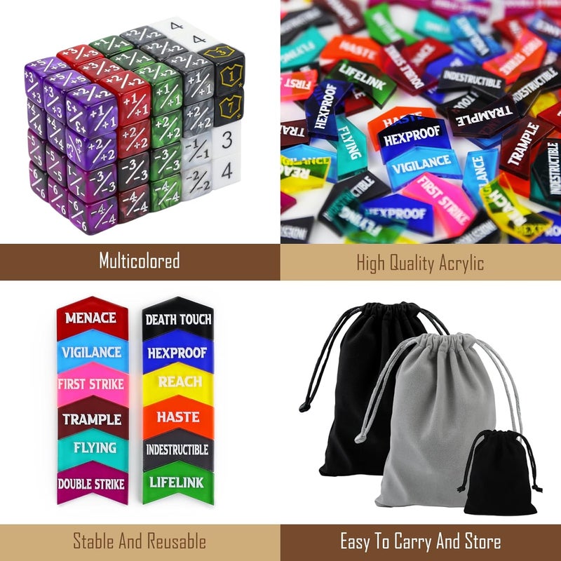 FIGURESLAB Store 130PCS MTG Keyword Counters Tokens & MTG Life Counter Dice Set for Magic Card Accessories, Compatible with MTG CCG Card Gaming Accessories - Image 4